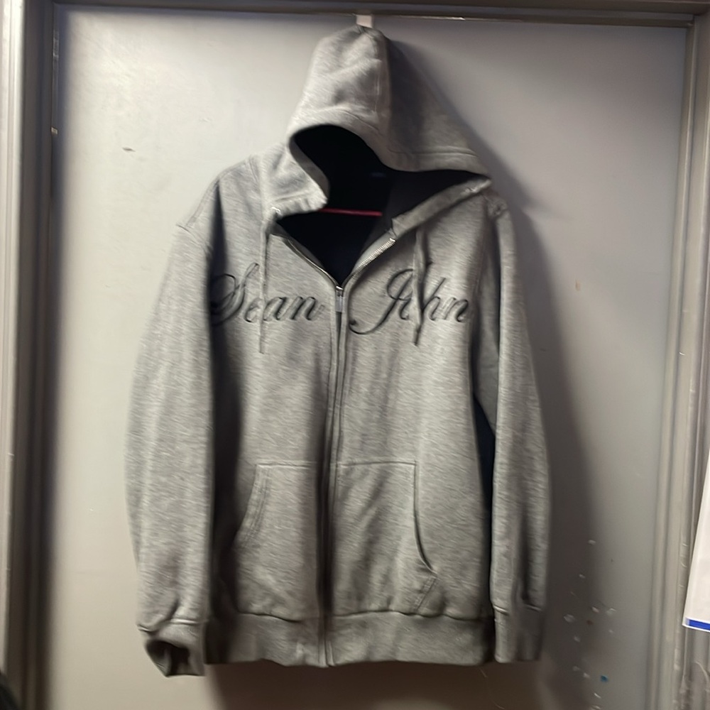 Y2K  vtg Sean John fleece lined hooded Jacket, Sweatshirt, zipper front size L